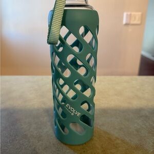 REVOLVE Teal Glass Water Bottle with Sleeve